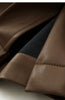 Minimalist PU Leather Casual Pants for Women Autumn Loose Floor Length Straight Slit Female Trousers 12343250