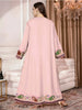 Plus Size Middle Eastern Gown Western V-Neck Printed Women's Dress for Commute Loose Vacation Style Long Sleeve Dress