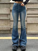 Women Flare Stretch Moustache Jeans Skinny Bell Bottom High Waist Gray Denim Pants Lady Classic Y2K Punk Long Trousers