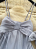 French Sweet Bow Camisole Mini Dress for Women Korean Version Pink Ruffle Edge Sexy A-line Dress T106