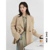 Women Blazers Solid Loose Double-breasted Wide Shoulder Office Ladies Suit Jacket Oversized Coat Spring Autumn