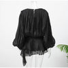Female Long Flare Sleeves Lace Up Mini Dress Elegant Chiffon Ruffle High Waist Vestidos Autumn Woman Party Wear