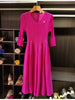 Spring Pleated Women's Bud Dress Round Neck Elegant Mid-Length V Collar Famale Clothing Chic 2DB6618
