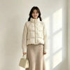 Winter Women Down Cotton Parkas Jacket Cable Knit Sleeve Spliced Stand Collar Thick Warm Short Coat Petite Ladies Outerwear