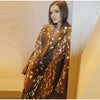 Deer Spotted Print Women 2pcs Skirt Sets Notched Lapel Oversized Blazer Midi Skirt Elegant Chic Autumn Winter Office Outfit