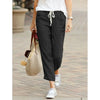 Autumn Cotton Women's Pants Y2K Black Drawstring Elastic Waist Casual Pants Female Loose Elegant Ladies Bottom