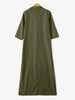 Women's Vintage Maxi Shirt Dress Spring 3/4 Sleeve Lapel Neck Slit Hem Long Dresses Loose Casual Solid Robes Femme