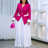 2 Piece African Clothes for Women Spring Autumn Elegant African Long Sleeve V-neck Top Long Pant Matching Sets Outfits
