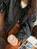 Vintage PU Leather Jacket Women High Street Techwear Oversized Moto Biker Coats BF Punk Loose Casual Cropped Outerwear