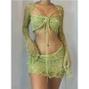 Women Sexy Dancing Dress Set Women's Beaded Knitted Sweater Three Piece Set Looking