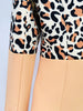 High Street Designer Suit Set Women's Single Button Leopard Printed Color Block Blazer Flare Pants Suit