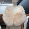 Real Ostrich Feather Wedding Shawl Women Winter Fur Wrap Cape Scarf Fluffy Feather Bridal Shrug Party Stoles Bride Cape Cloak