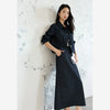 Women's Vintage Elegant Denim Skirt Set Long Sleeve Lapel Denim Jacket Split A-line Skirt Office Lady Denim Suits M8307