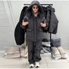 Printed Drawstring Oversized Pockets Puffer Suit Winter Women Warm Padded Coat Set Warm Casual Lady Cotton-Padded Outfit