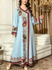 Plus Size Middle Eastern Gown Western V-Neck Printed Women's Dress for Commute Loose Vacation Style Long Sleeve Dress