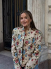 Women Vintage Floral Print Jacket Long Sleeve Mandarin Collar Single Breasted Loose Cropped Straight Coats Autumn Casual Outfits