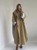 Elegant Khaki Women's Trench Coat Long Autumn Loose Stand Collar Full Sleeved Single Breasted Pocket Side Split Windbreaker