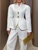French Two Piece Sets for Women Stand Collar Long Sleeves Patchwork Button Top High Waist Pant Set Female