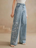 Women's Plus Size Y2K Straight Leg Jeans Stretch Washed Denim Embroidery Design Comfortable