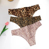 WarmSteps 3Pcs/Set Sexy Leopard Thongs Women's Panties Thongs Female Underwear Seamless Printed Panties Ice Silk Briefs