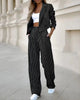 Women's Casual Striped Short Lapel Suit And Straight Pants Suit Conjuntos Femininos Elegantes Women's Pantsuit Matching Sets