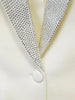 High Street Designer Jacket Women's Ostrich Real Feather Embellished Diamonds Shawl Collar Blazer
