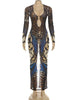 Sexy See Through Dress Woman Butterfly Print Metal Ring Hollow Full Sleeve Splits Clubwear Midnight Elegant Bodycon