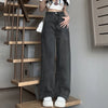 Woman Vintage Wide Leg Jeans Girls High Waist Pants Female Black Black Grey Retro Blue Light Blue Pink Denim Trousers