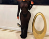 Turtleneck Skinny Women Dresses Sexy Skirt Long Sleeve Bodycon Sexy Streetwear Party Club Hollow out Long Dress