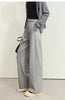 Minimalism Casual Pants for Women Autumn Wide Leg Loose Vertical Elastic Waist Drawstring Sporty Trousers 12343338