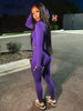Sporty Casual 2 Piece Set Women Tracksuit Hooded Zip Crop Tops+Leggings Fitness Soft Stretch Streetwear Activity Suit