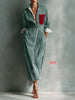 Autumn Striped Print Shirt Dress For Women Casual Turn Down Collar Color Blocking Pocket Long Dresses Graceful Robe