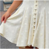 Solid Polka Dot Women's Mini Dress Deep V Neck Puff Sleeve Pleated Front Button A-line Short Dresses Elegant Party Lady Gown