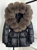Lagabogy Real Fox Fur Collar Winter Women Hooded Puffer Jacket 90% White Goose Down Coat Female Thick Waterproof Outerwear