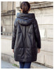 Black PU Leather Coat Hooded Down Cotton Clothes Women's Winter Cocoon-Type Thick Loose Cotton-Padded Jacket Thick Parkas