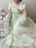 Handmade Regency Empire Waist Lolita Gown Women Green Beaded Lace Formal Dress French Elegant Party Outfit Chic Retro