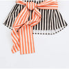 Vertical Stripe Two Piece Outfit Stand Collar Zip Up Jacket Elastic Waist Wide Leg Pants Loose Women Casual High Street Set