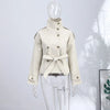 Spring Women's Solid Lace Up Trench Coat Stand Collar Double Breasted Jacket Stylish Lady Long Sleeve Outerwear Street