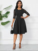 Women's Vintage Floral Lace Wedding Party Dress Square Neck A-Line Skirt High Waist Solid Medium Sleeve Slim Flared Skirt