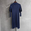 Pleated Long Trench Thin Temperament Solid Color Big Lapel Open Stitch Coat Female Coat Autumn 2C785