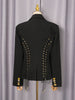 Solid Patchwork Bandage Designer Coat for Women Notched Collar Long Sleeve Spliced Irrgular Metal Buckles Slim Jacket Female