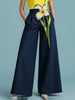 Women's High-Waisted Wide Leg Floral Printed Pants With Pockets Loose Casual Elegant Trousers Bottoms