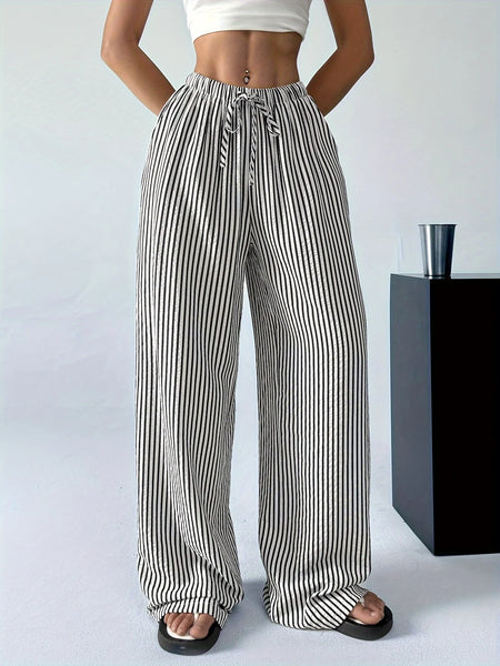 Women's Striped Wide-Leg Trousers