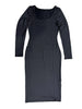 Womens Long Sleeve U-Neck Party Bodycon Midi Jumper Dress Stretch Winter Dresses