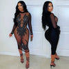 Women O-neck Long Sleeve Mesh Diamonds Sequined Long Midi Dress Spring Birthday Evening Party Sexy Dresses Vestidos