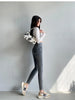 Women's High Waist Stretch Jeans Blue Black Gray and Versatile Multi-button Slim Denim Long Pants Female