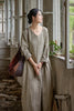 Vintage Women Ramie Cotton Dresses V-Neck Long Sleeve Spring Robes Loose Chinese Style Tie-dye A-Line Dress