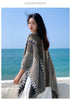Ethnic Style Cape Oversized Sweater Jacket Women Loose Patchwork Warm Long Scarf Knitted Cardigan Woman
