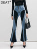 Women's Jeans Slim Deconstruct Panelled Patchwork High Waist Split Blue Long Denim Pants Spring 1DF2575