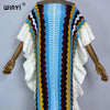 Knitting Rainbow Printing Comfort Warm Winter Holiday Dress Elegant Africa Women Boho Party Long Dress